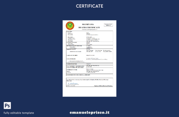 stile verificato Certificato di morte dello stato di stato della Mauritania Mode